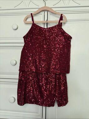 Eyeshadow Girls Red Sequin Top & Mini Skirt Set